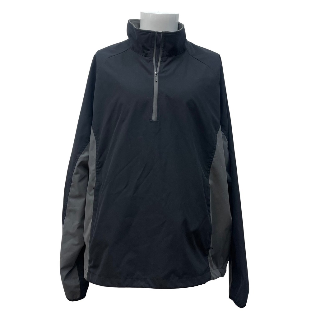 Lands End Windbreaker XL Pullover 1/4 Zip Black Gray Workwear